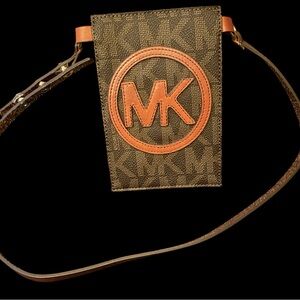 Michael Kors Brown and Tan Logo Crossbody